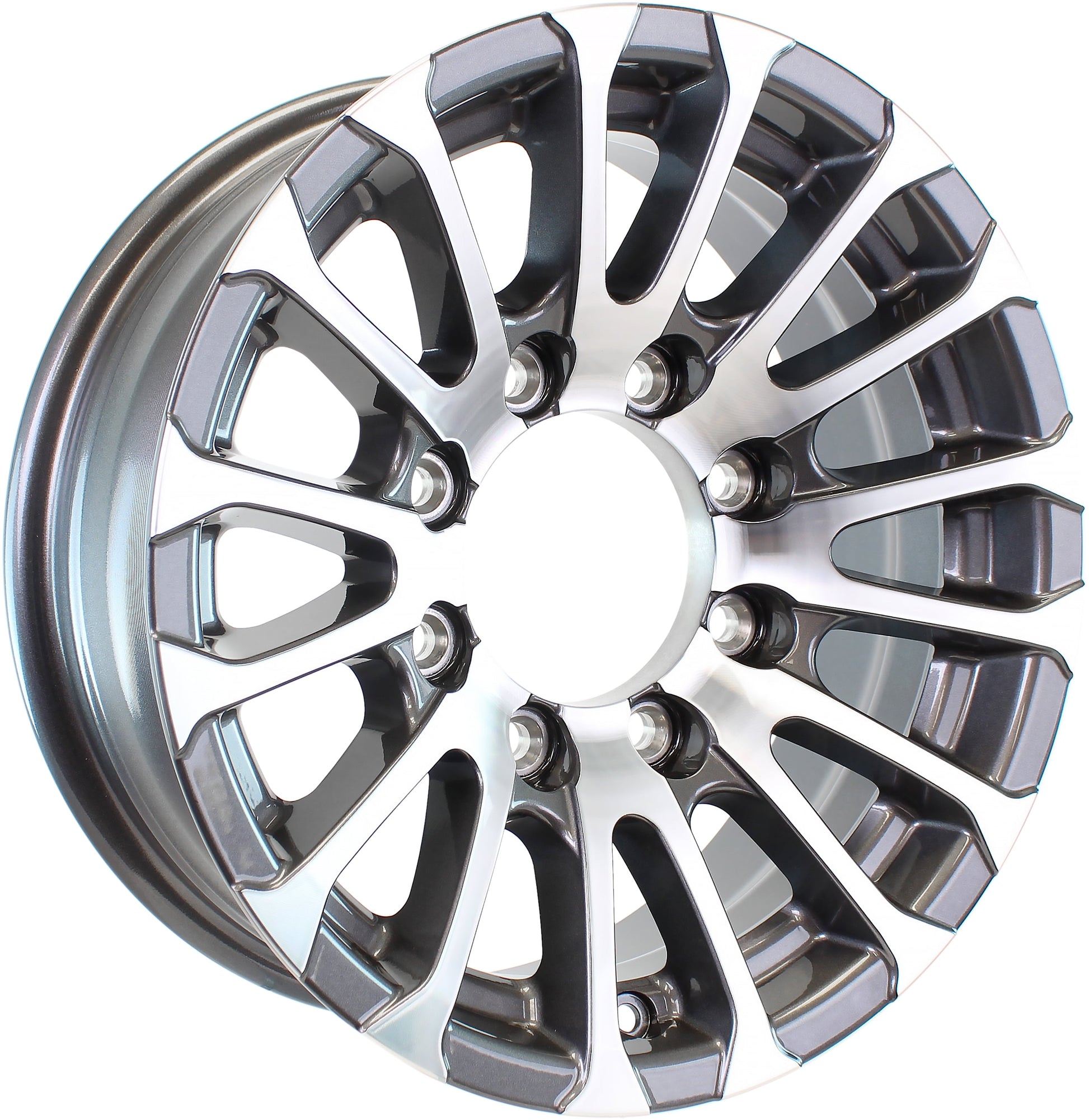 eCustomrim Aluminum Trailer Wheel 16X6 16 X 6 8 Lug 6.5 Center Avalanche Gun Metal Rim