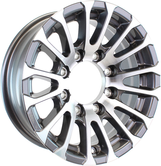 eCustomrim Aluminum Trailer Wheel 16X6 16 X 6 8 Lug 6.5 Center Avalanche Gun Metal Rim