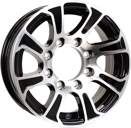 eCustomrim Aluminum Trailer Wheel 16X6 16 X 6 8 Lug 6.5 Center Summit Black Rim