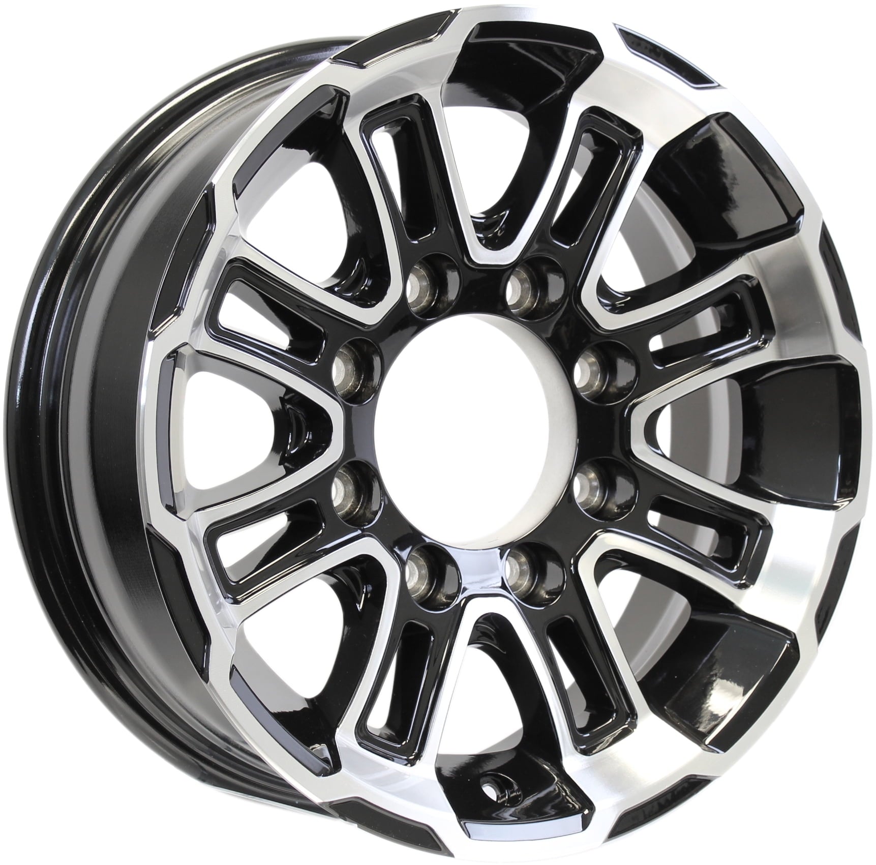 eCustomrim Aluminum Trailer Wheel 16X6 16 X 6 8 Lug 6.5 Center White Hawk Black Rim