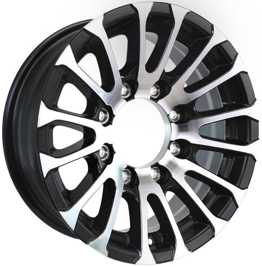 eCustomrim Aluminum Trailer Wheel 16X7 16 X 7 8 Lug 6.5 Center Avalanche Matte Black Rim