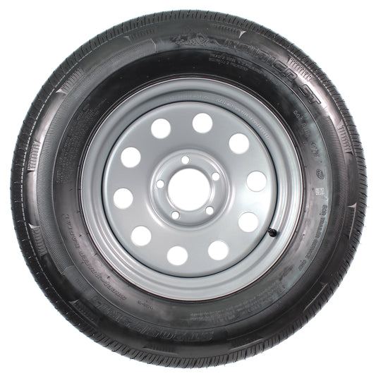 eCustomrim Radial Trailer Tire On Rim ST205/75R15 205/75-15 5 Lug Wheel Gray Grey Modular