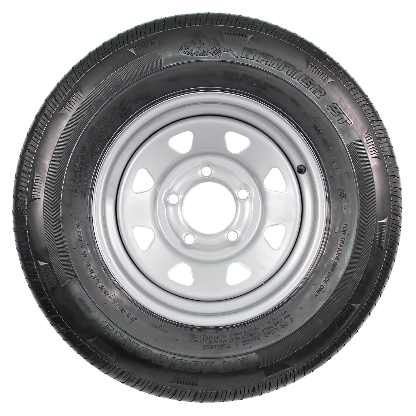 eCustomrim Radial Trailer Tire Rim ST185/80R13 Load C 1480 Lb. 13x4.5 5-4.5 Silver Wheel