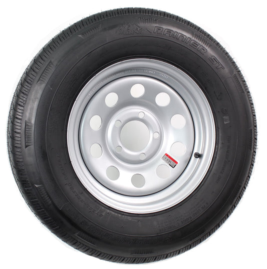 eCustomrim Radial Trailer Tire Rim ST205/75R14 205/75-14 Load C 5 Lug Wheel Silver Modular
