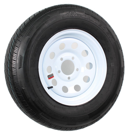 eCustomrim Radial Trailer Tire Rim ST205/75R14 205/75-14 Load C 5 Lug Wheel White Modular