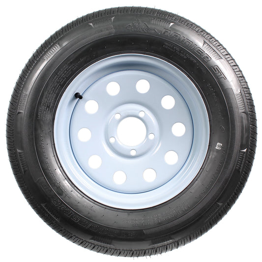 eCustomrim Radial Trailer Tire Rim ST205/75R15 205/75-15 Load C 5 Lug Wheel White Modular