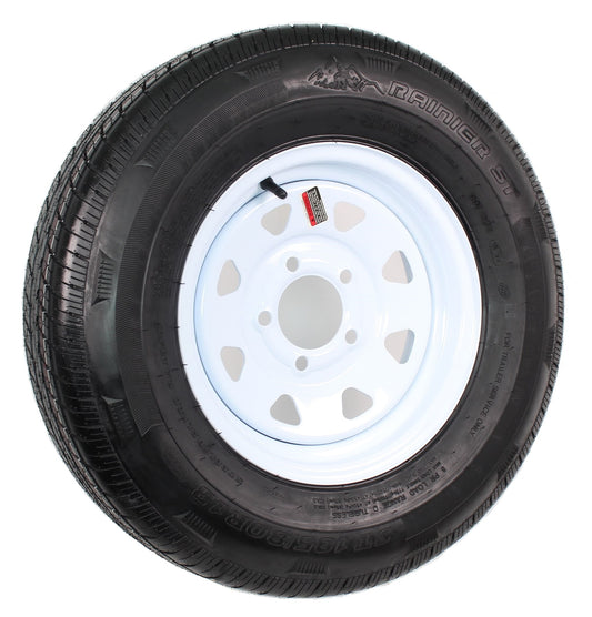 eCustomrim Radial Trailer Tire and Rim ST185/80R13 13x4.5 5-4.5 Load C White Spoke Wheel