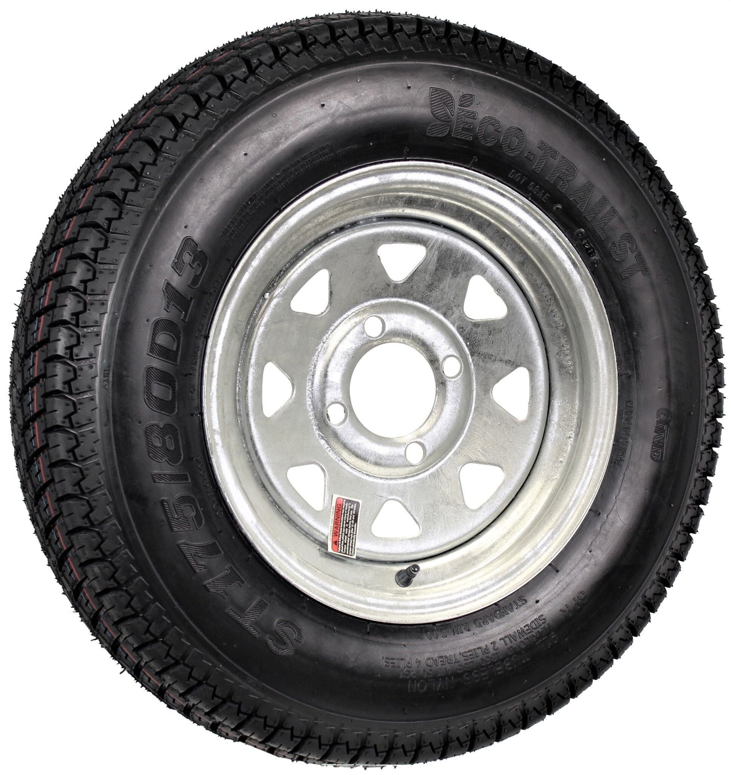 eCustomrim Trailer Tire On Rim ST175/80D13 175/80 D 13 Load C 4 Lug Galvanized Spoke Wheel