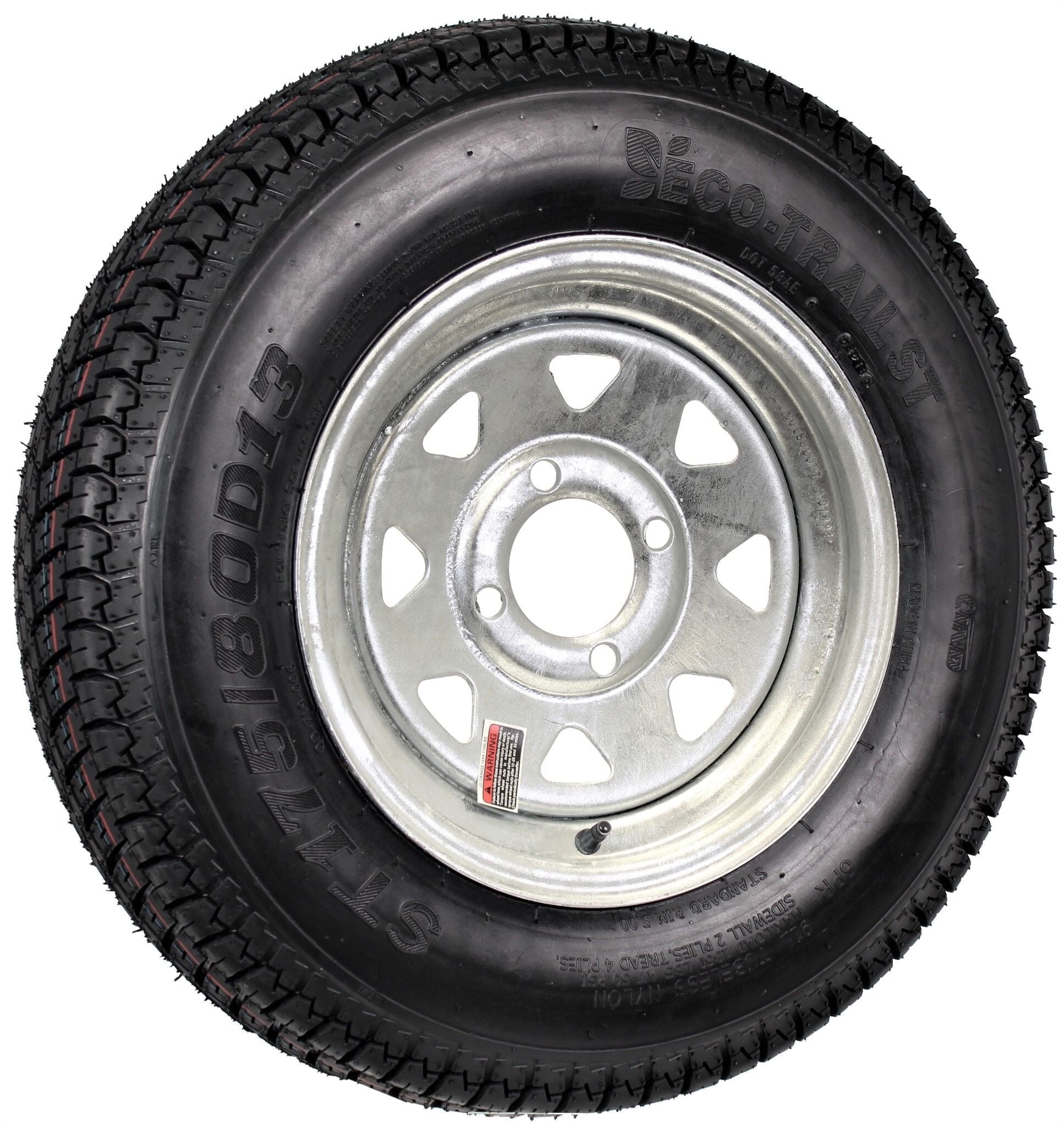 eCustomrim Trailer Tire On Rim ST175/80D13 175/80 D 13 Load C 4 Lug Galvanized Spoke Wheel