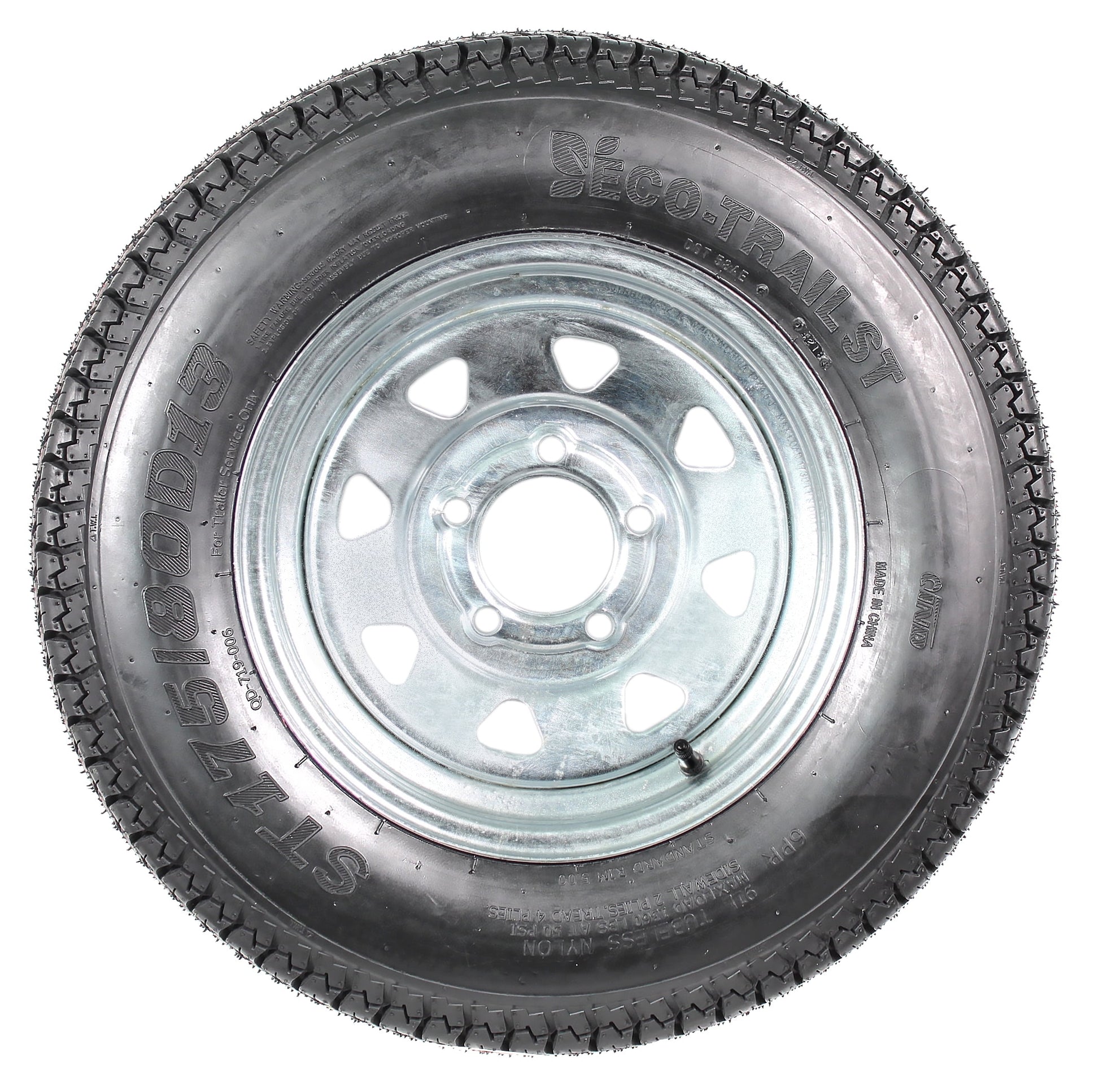 eCustomrim Trailer Tire On Rim ST175/80D13 175/80 D 13 Load C 5 Lug Galvanized Spoke Wheel