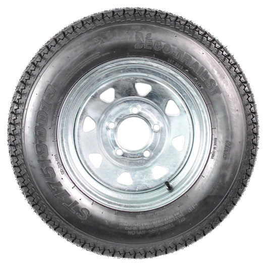 eCustomrim Trailer Tire On Rim ST175/80D13 175/80 D 13 Load C 5 Lug Galvanized Spoke Wheel