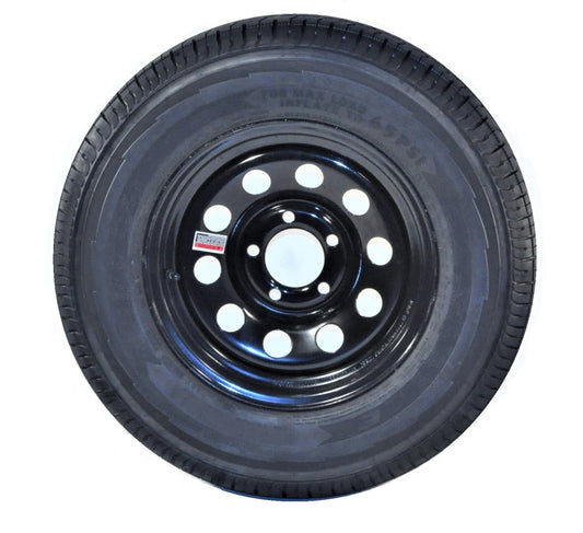 eCustomrim Trailer Tire On Rim ST185/80D13 Load Range C 5-4.5 Black Modular Wheel 3.19 CB