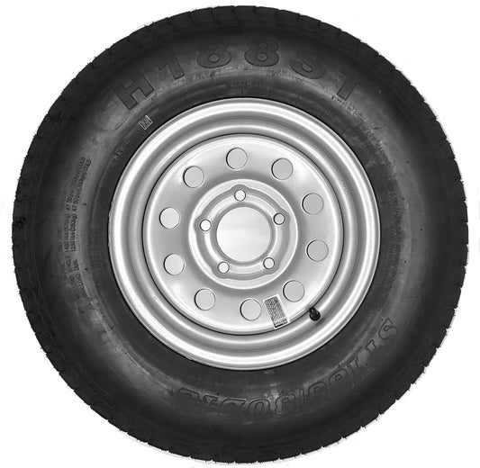 eCustomrim Trailer Tire Rim ST185/80D13 185/80D-13 Load C ST Silver Modular Wheel Boat RV