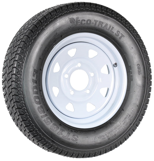 eCustomrim Trailer Tire Rim ST185/80D13 185/80D-13 Load C ST White Spoke Wheel Boat Spare