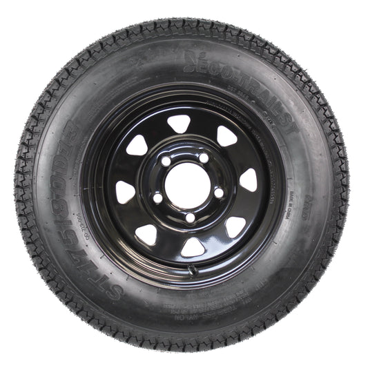eCustomrim Trailer Tire and Black Wheel Rim ST175/80D13 Load C 175/80 13 in 5 Lug On 4.5