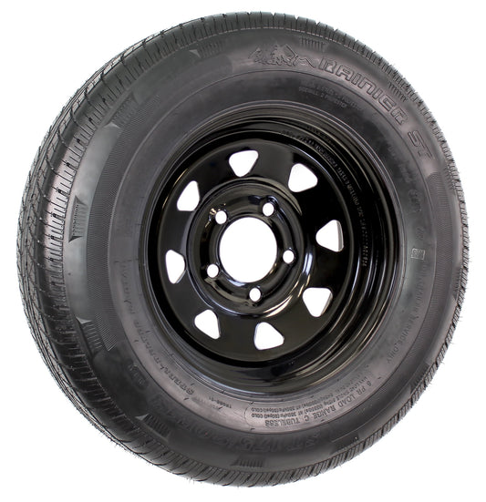 eCustomrim Trailer Tire and Rim ST175/80R13 175/80 Radial Load D 13x4.5 5-4.5 Wheel Black