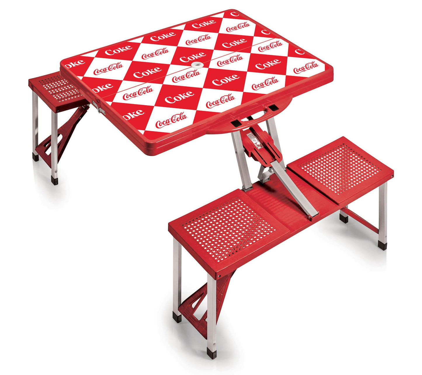 Picnic Time Checkered Coke Picnic Table Portable Folding Tabl