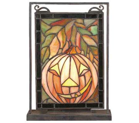 Tiffany Style Jack O' Lantern Window Panel andDisplay