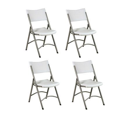 Office Star Set of 4 Light Gray Resin Folding Chair