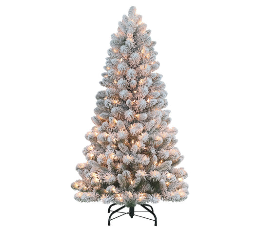 Puleo Pre-Lit 4.5' Flocked Virginia Pine Christ mas Tree