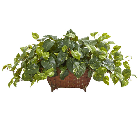 Pothos Artificial Plant in Metal Planter