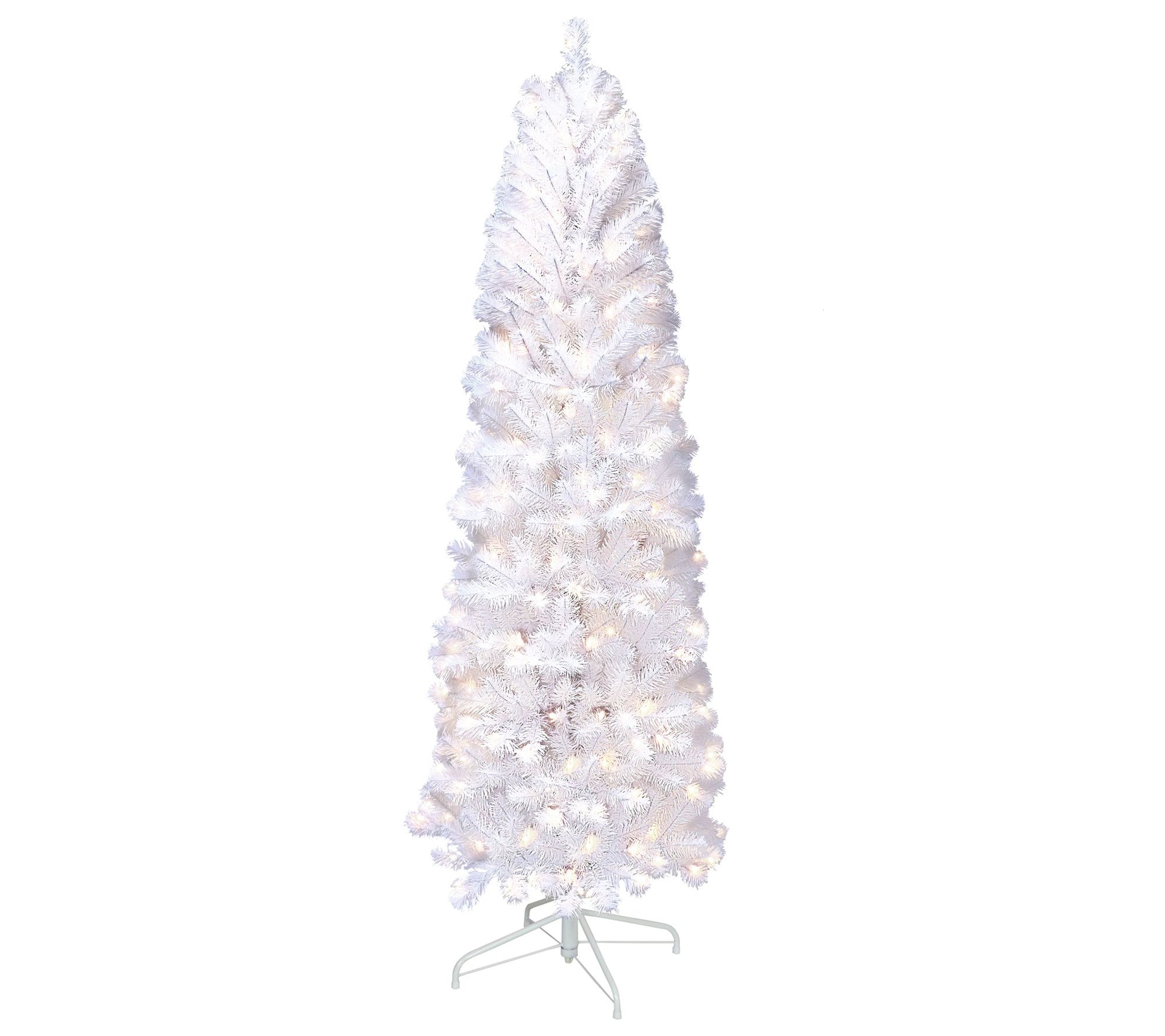 Puleo Pre-Lit 6.5' White Pencil Northern Fir Artificial Tree