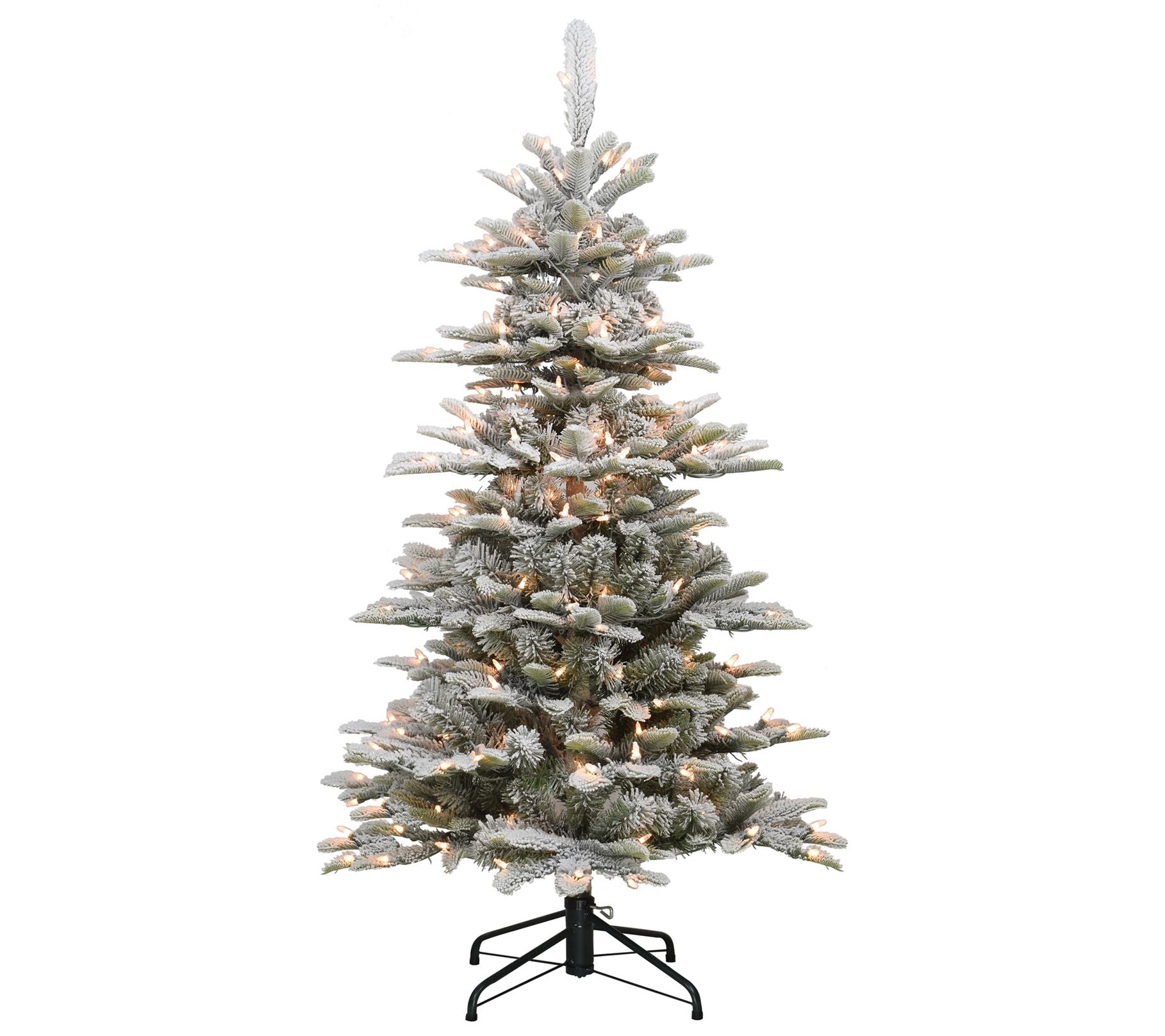 Puleo Pre-Lit 4.5' Slim Flocked Aspen Fir Chris tmas Tree