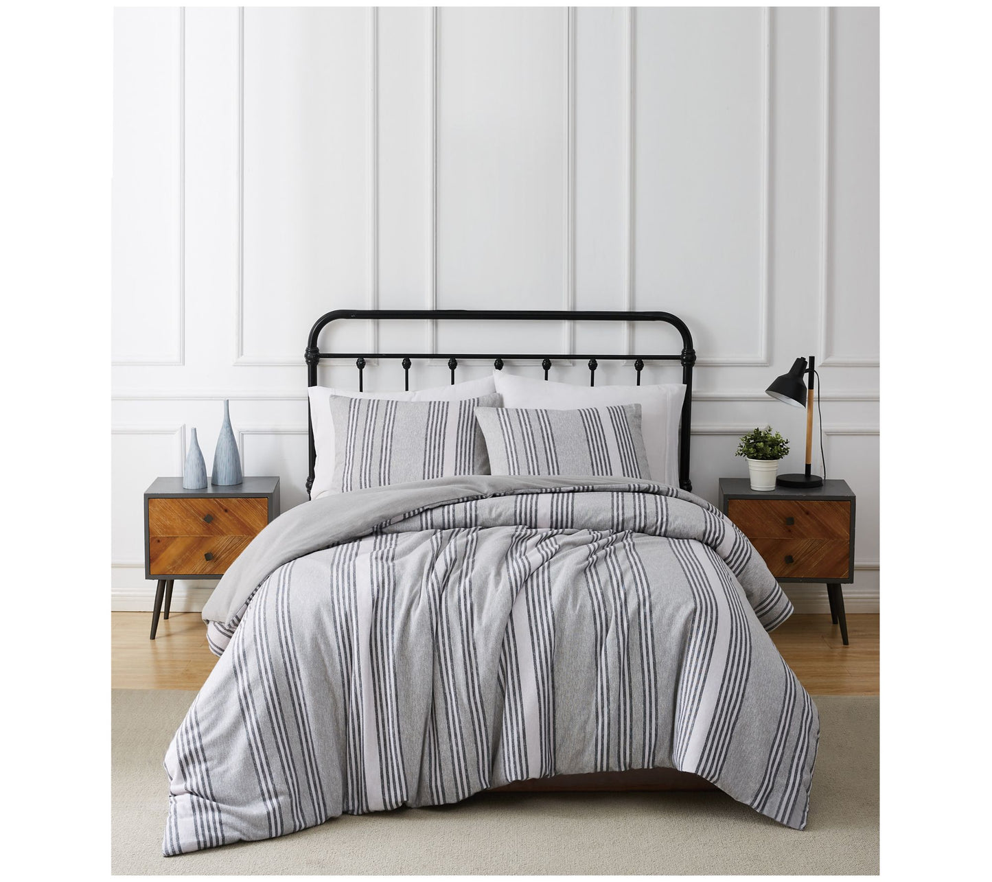Truly Soft Kiel Stripe King 3 Piece Flannel Comforter Set