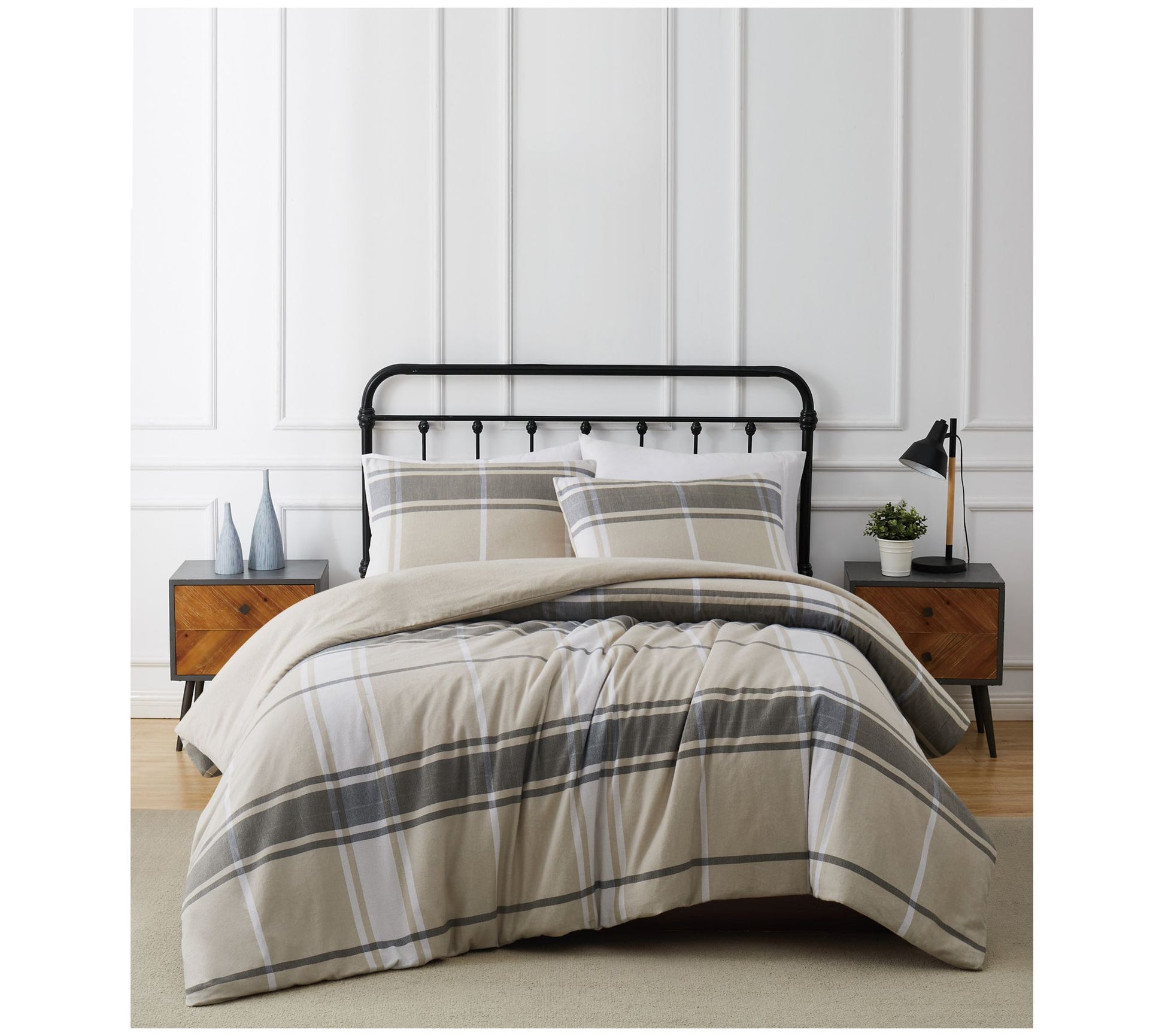Truly Soft Preston Plaid King 3 Piece Flannel Comforter Set