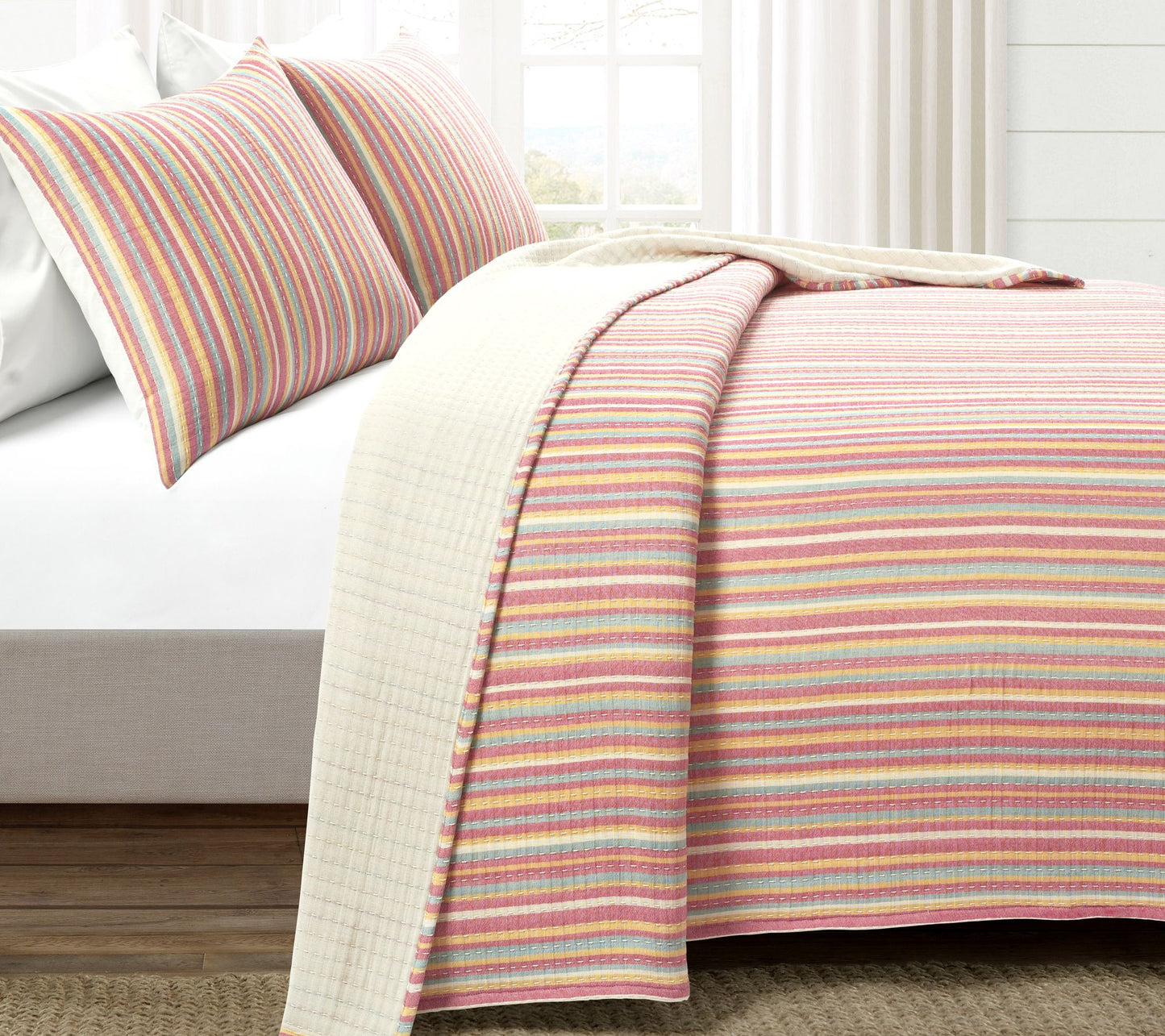 Tracy Stripe Pick stitch Kantha Yarn Dyed Cotton Woven FL/QN