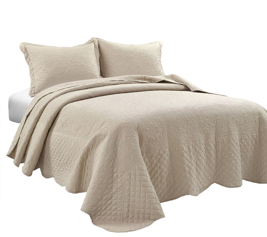 Lush Decor Medallion Scallop 3 PC QN Bedspread
