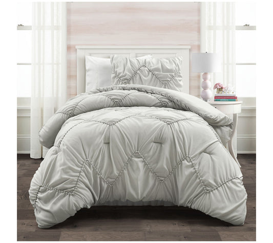 Lush Decor Ruched Chevron Comforter 2Pc Set Twin/Twin-XL