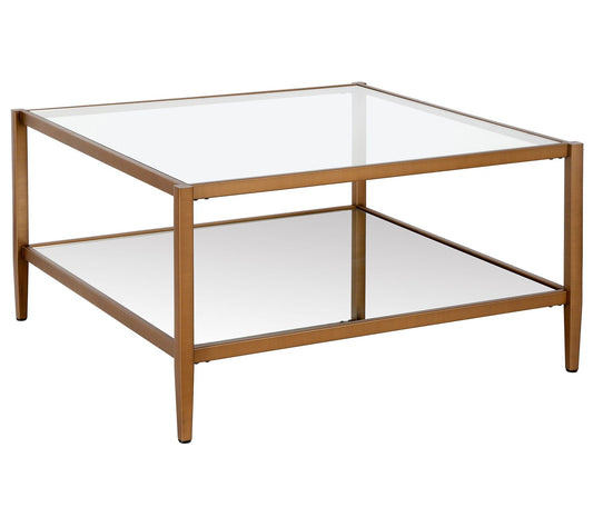 Hudson & Canal Hera Square Coffee Table With Glass Top
