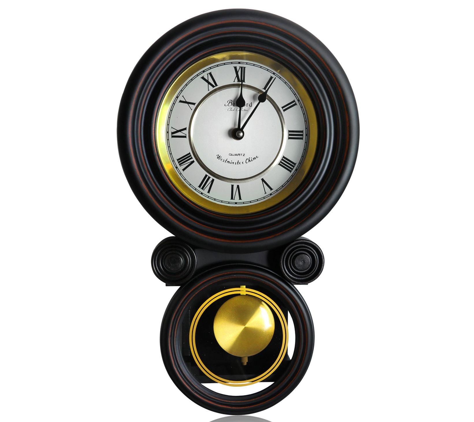 16.5 Inch Contemporary Round Wall Clock with Pendulum