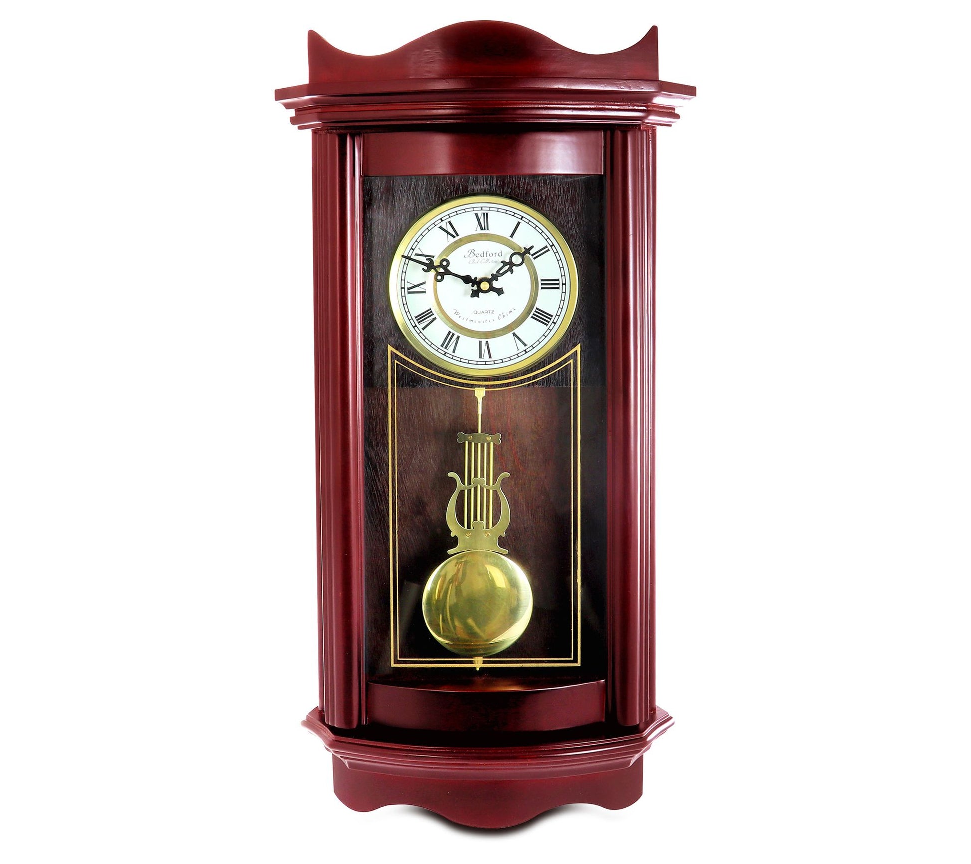 Weathered Chocolate Cherry Wood 25in Wall Clockwith Pendulum