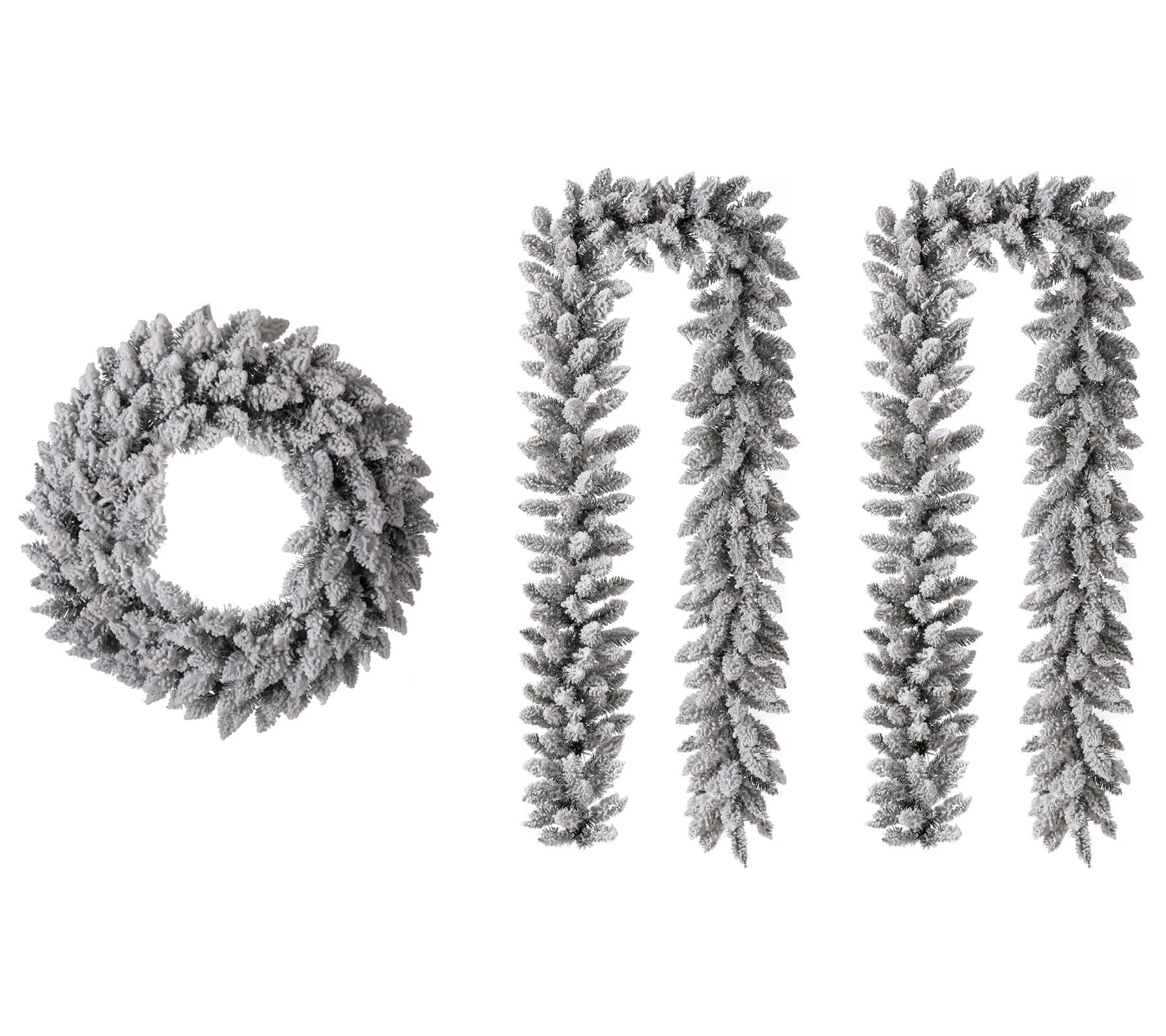 Glitzhome 3 Pie ce Snow Flocked Christmas Wrea th & Garland Se