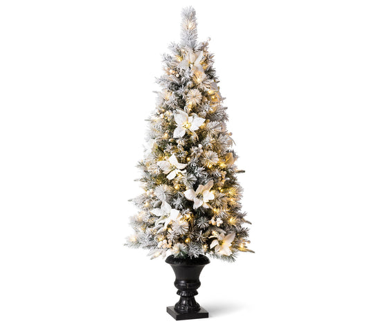 Glitzhome 5ft Pre-Lit Pine Lighted Faux Christmas Porch Tree