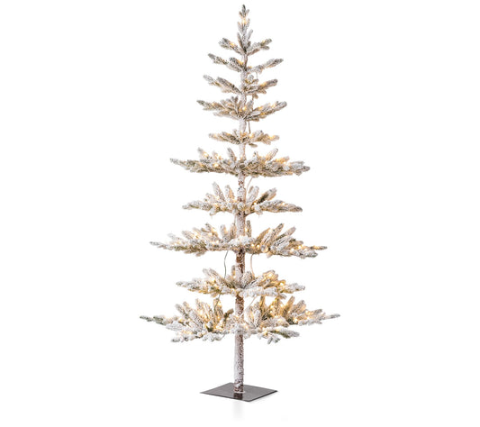 Glitzhome 6ft Deluxe Flocked Pine LED Lighted C hristmas Tree