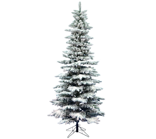 Vickerman Flocked Utica Fir Slim Artificial Chr istmas Tree U