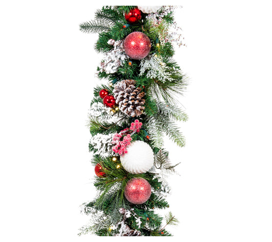 Village Lighting 9' Pre-Lit LED Garland-FrostedWonderland