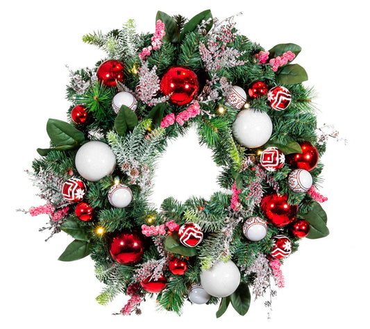Village Lighting 30" Pre-Lit LED Wreath - Nordic