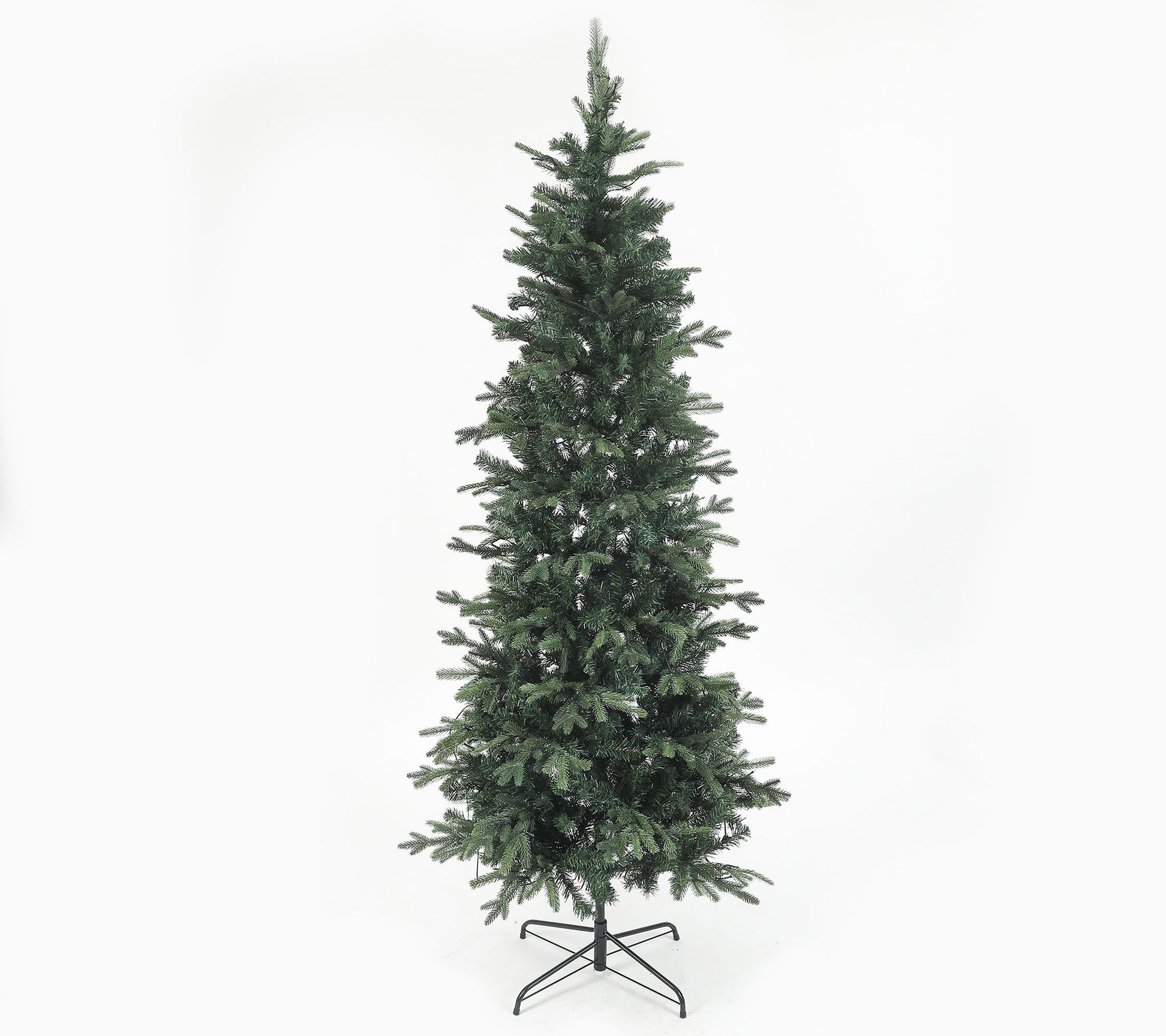 LuxenHome Pre-Lit LED 7ft Slim Artificial Christmas Tree