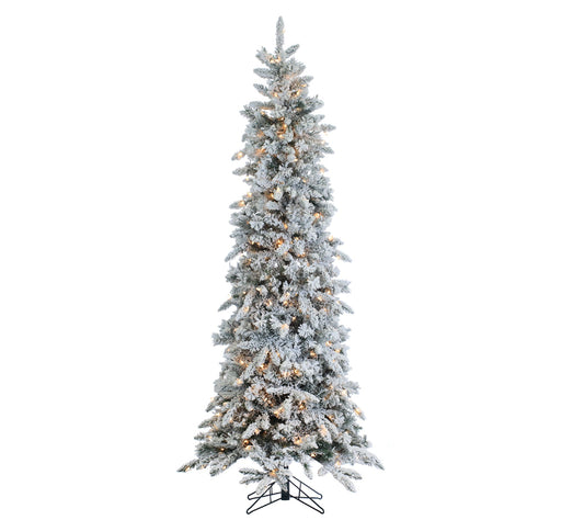 7.5' Flocked Narrow Pencil Pine with 450 lightsby Sterling Co