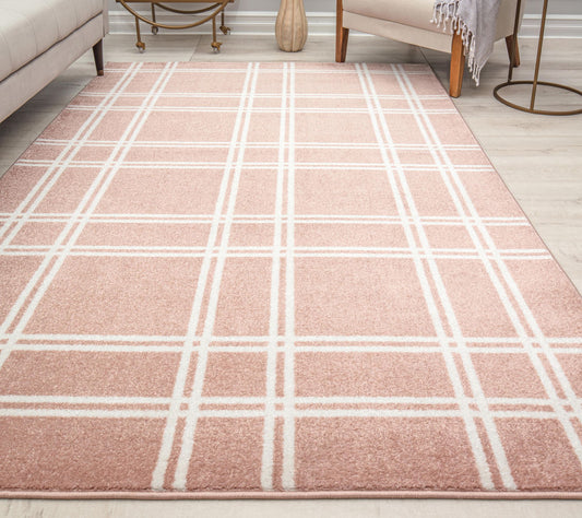 Isaac Mizrahi Jaxon Pink Plaid 8' x 10' Area Ru g