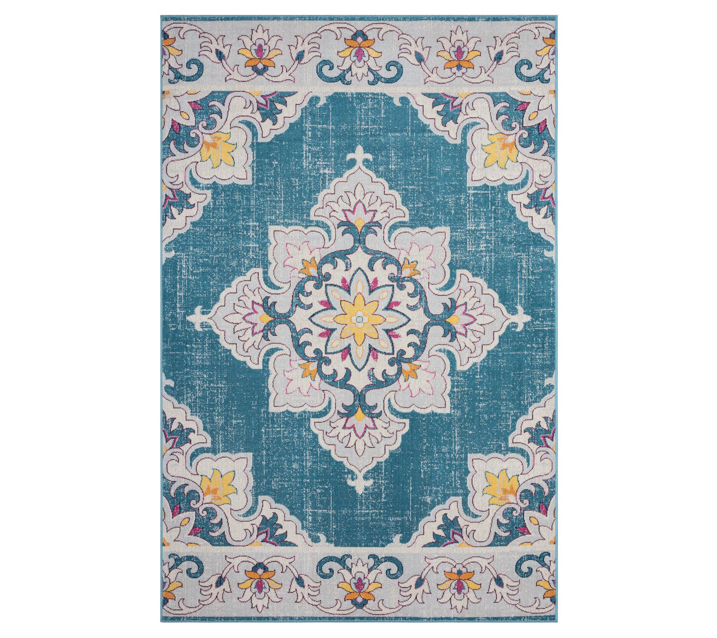 Ox Bay Transitional Medallion Indoor Outdoor Rug, 5' x 7'