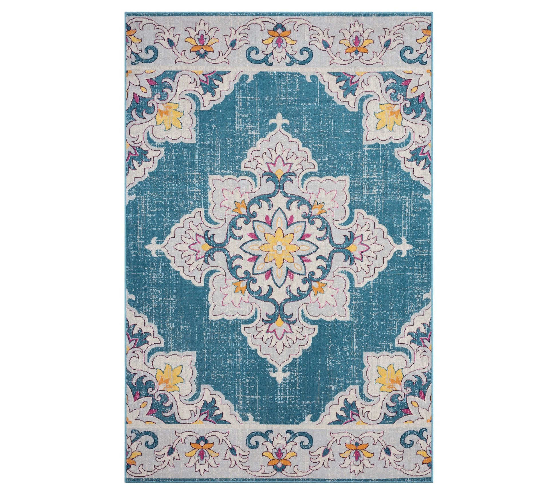 Ox Bay Transitional Medallion Indoor Outdoor Rug, 5' x 7'
