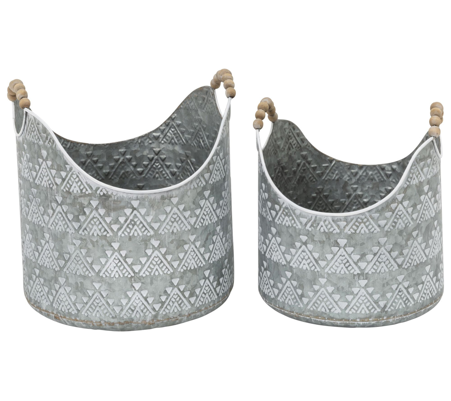 S/2 Assorted Metal Buckets with Wood Bead Handles by Gerson Co