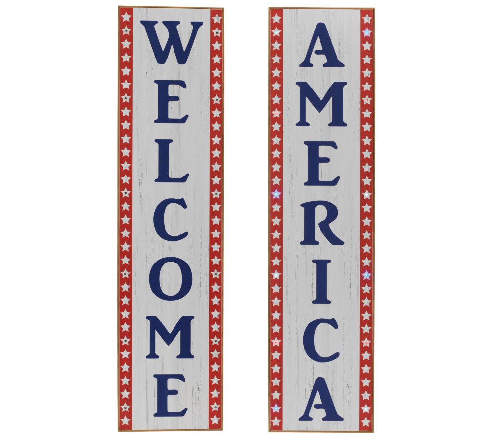 Gerson Co 47.2" Battery-Operated Americana Signs, Set of 2