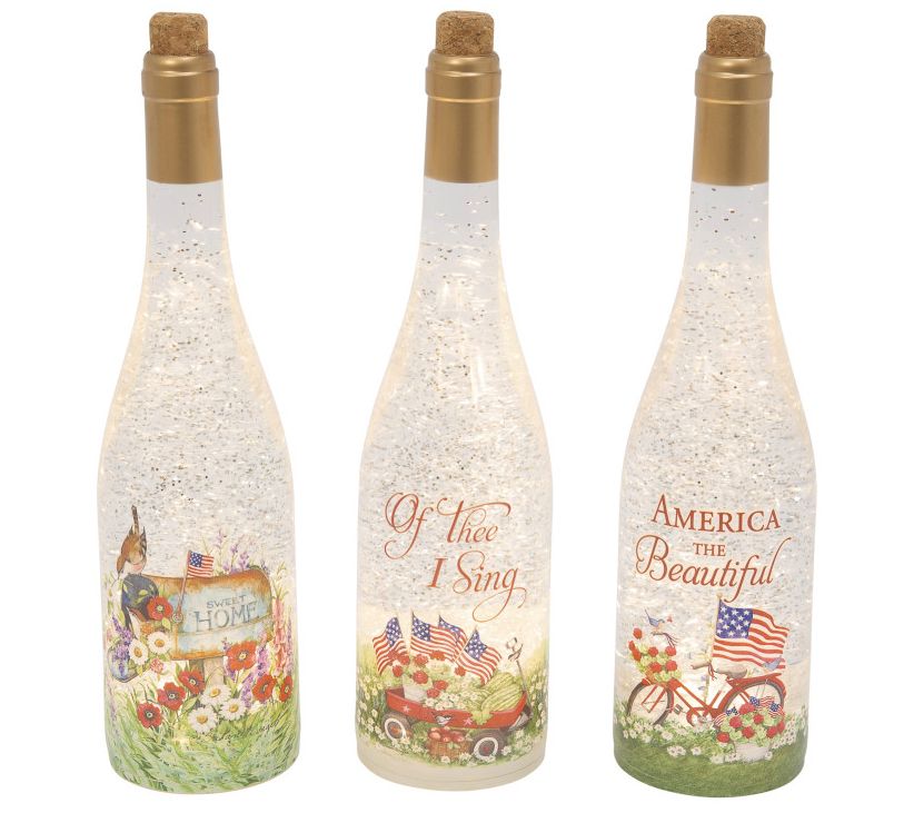 S/3 12.5"H Battery Operated Spinning Bottles byGerson Co