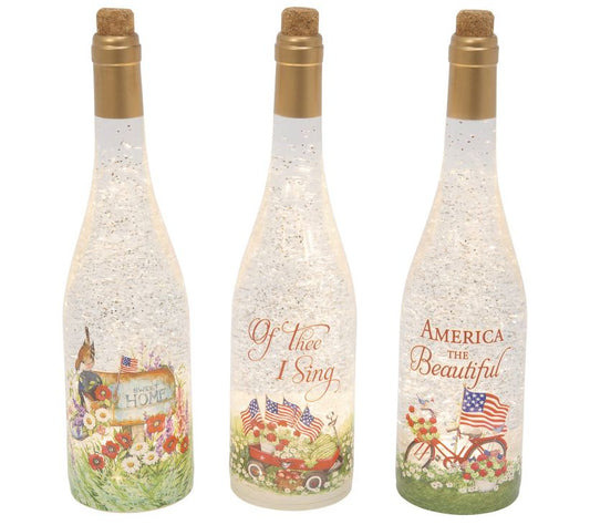 S/3 12.5"H Battery Operated Spinning Bottles byGerson Co